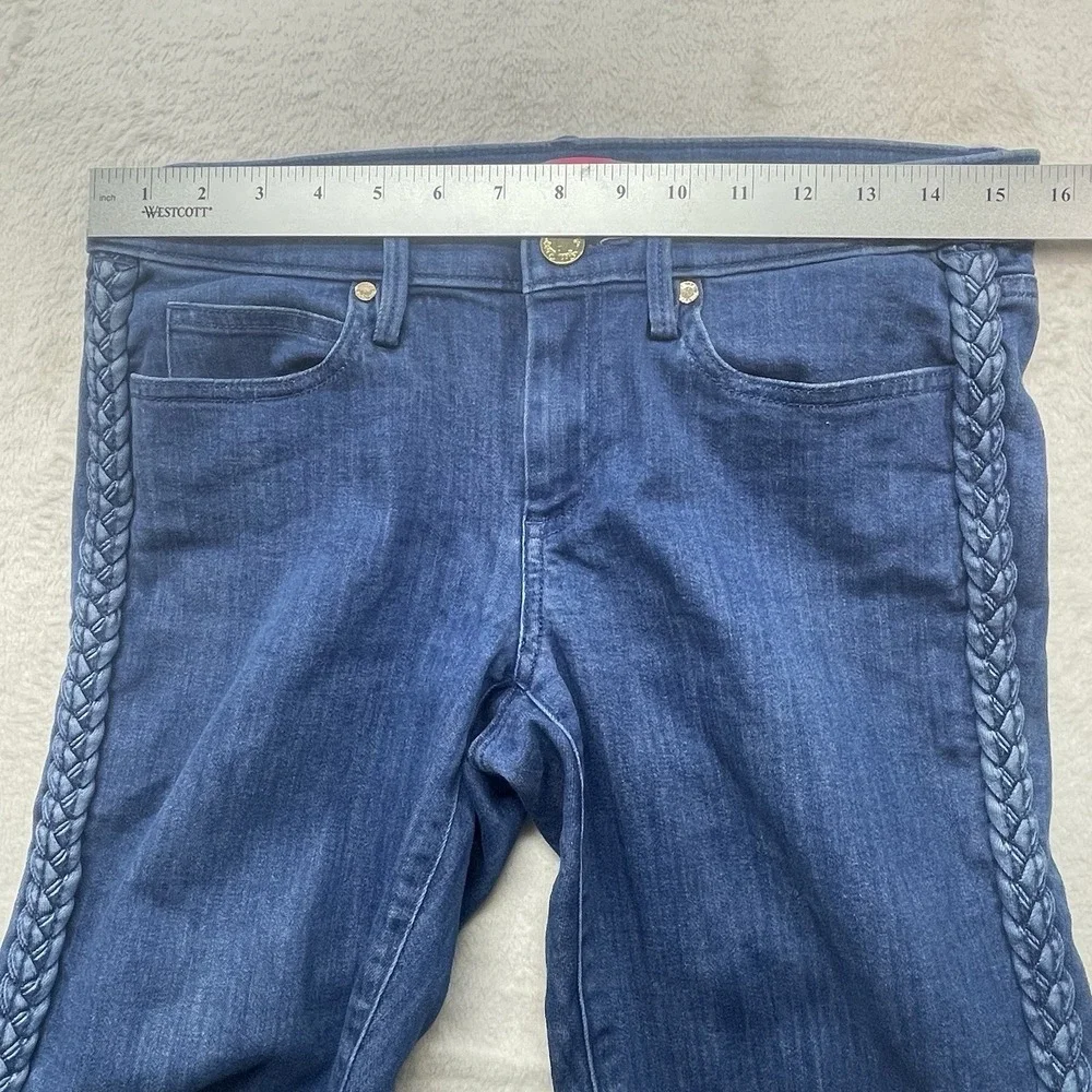 Lilly Pulitzer Jean Sz 8 (30x29) South Ocean‎ Braided Side Detail Low Rise Blue